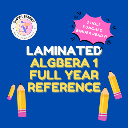 Laminated Algebra 1 Full Year Reference Guide | High School Math Guide | Homeschool Math Guide | Test Prep | Cheat Sheet