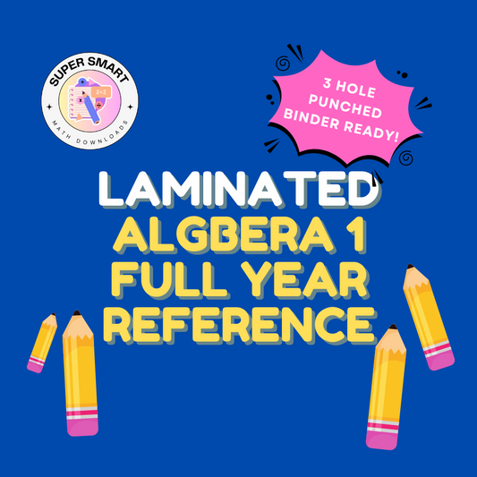 Laminated Algebra 1 Full Year Reference Guide | High School Math Guide | Homeschool Math Guide | Test Prep | Cheat Sheet