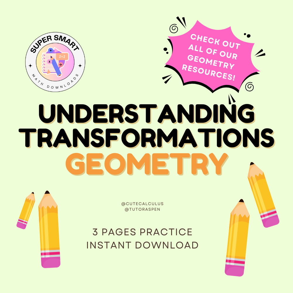 icon for understanding transformations in geometry, green background, pink pencils