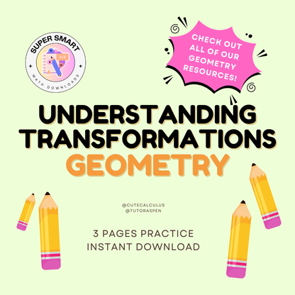 icon for understanding transformations in geometry, green background, pink pencils