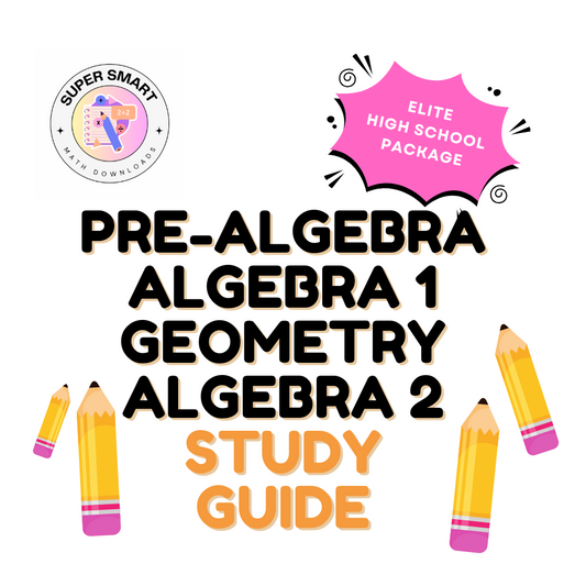 Comprehensive High School Math Reference Guides (4) Pre-Algebra–Algebra 2  | Instant Download