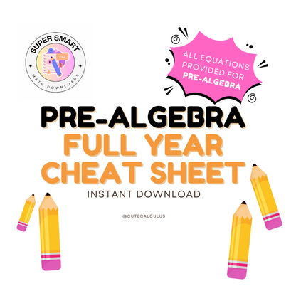 Pre-Algebra Power: Laminated, 3-Hole Punched Full-Year Reference Guide | 1 sheet, 2 sides | Middle School Math, High School Math, test prep