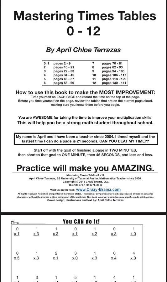 Times Tables Mastery Bundle, Workbook (0–12) – Printable Practice & Drills | Curriculum Booster™