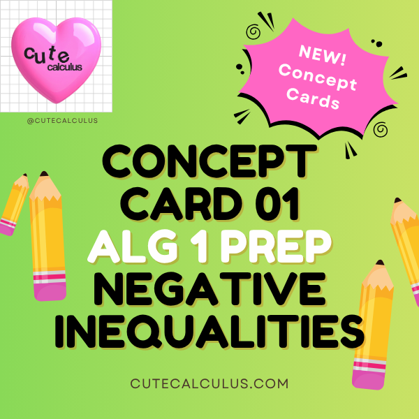 FREE | Algebra 1 Concept Card 01: Negative Inequality Flip Rule (Alg 1 Prep)