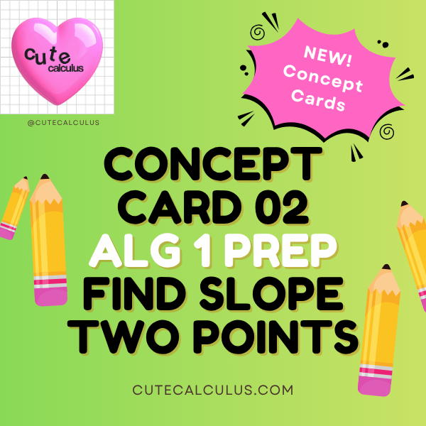 FREE | Algebra 1 Concept Card 02: Finding Slope From Two Points (Alg 1 Prep)